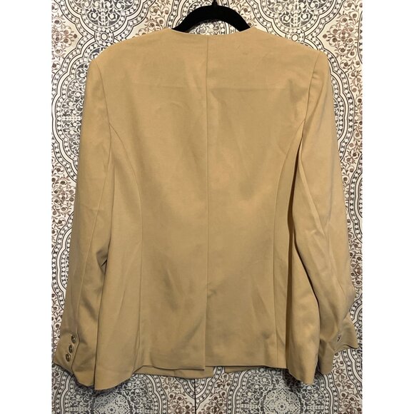 Chicos Black Label Womens Blazer Size 1 US 8/10 Tan Single Button - Picture 5 of 10
